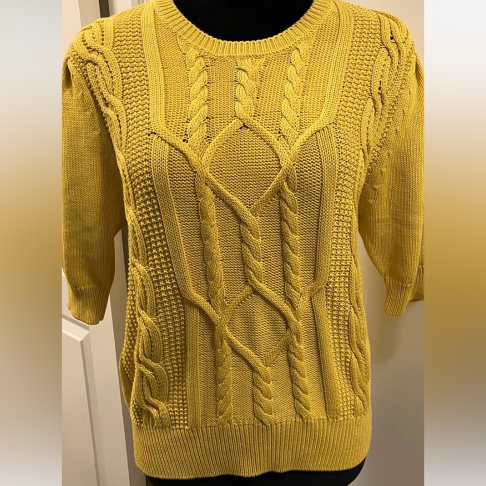 United Colors Of Benetton Mustard Cable Knit Sweater